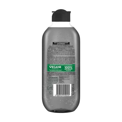 Garnier SkinActive Mizellen Reinigungswasser mit Aktivkohle in Geltextur Rückseite
