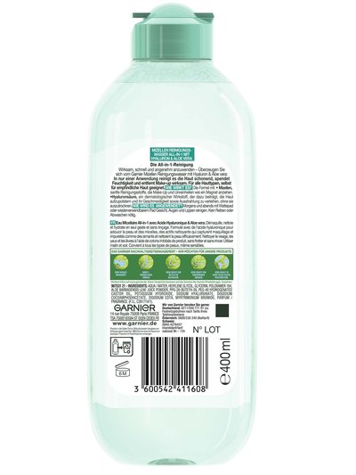 Reinigungswasser All-in-1 Hyaluron und Aloe Vera - Rückansicht Produkt
