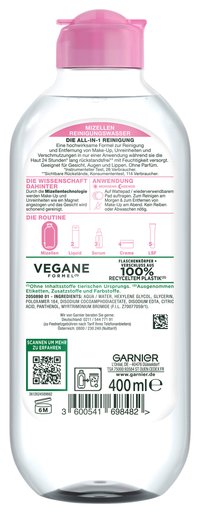 Garnier Mizellen Reinigungswasser Mizellen Reinigungswasser All-in-1 Empfindliche Haut Rückseite