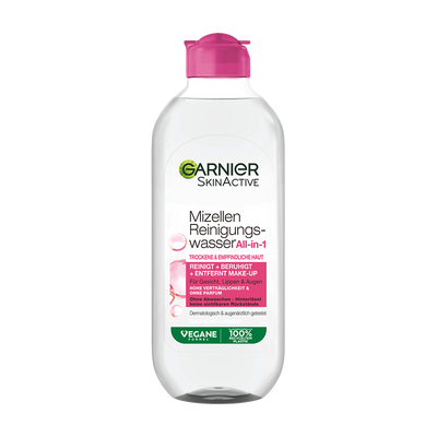 Garnier Mizellen Reinigungswasser für trockene, empfindliche Haut Produktbild