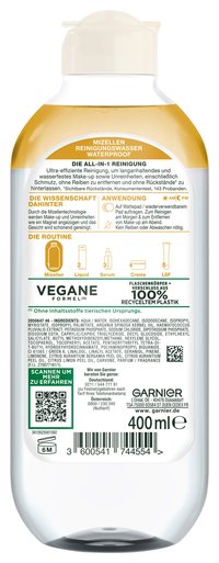 Garnier Mizellen Reinigungswasser All-in-1 Waterproof Rückseite
