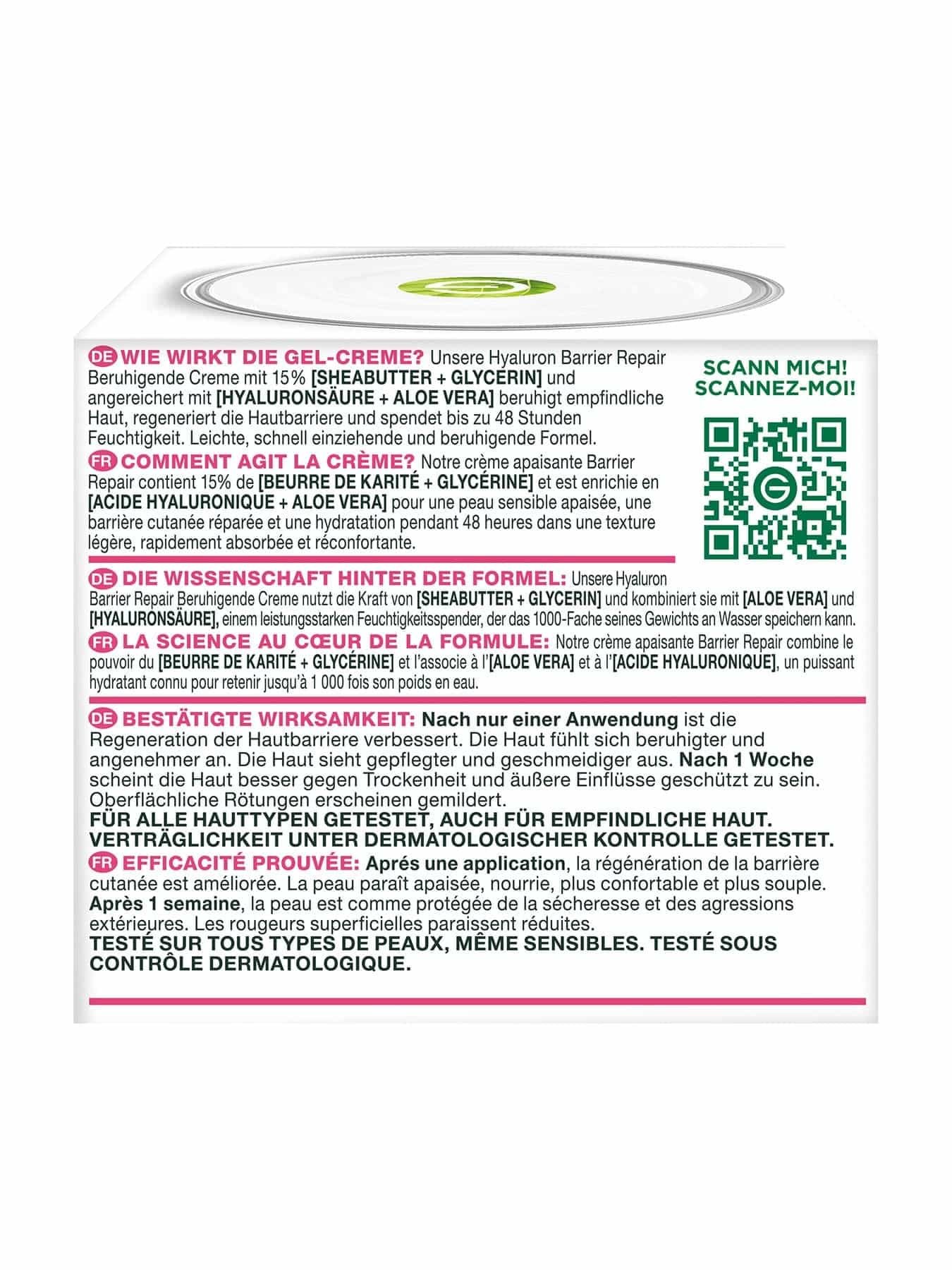 Hyaluron Barrier Repair Beruhigende Creme Rückseite
