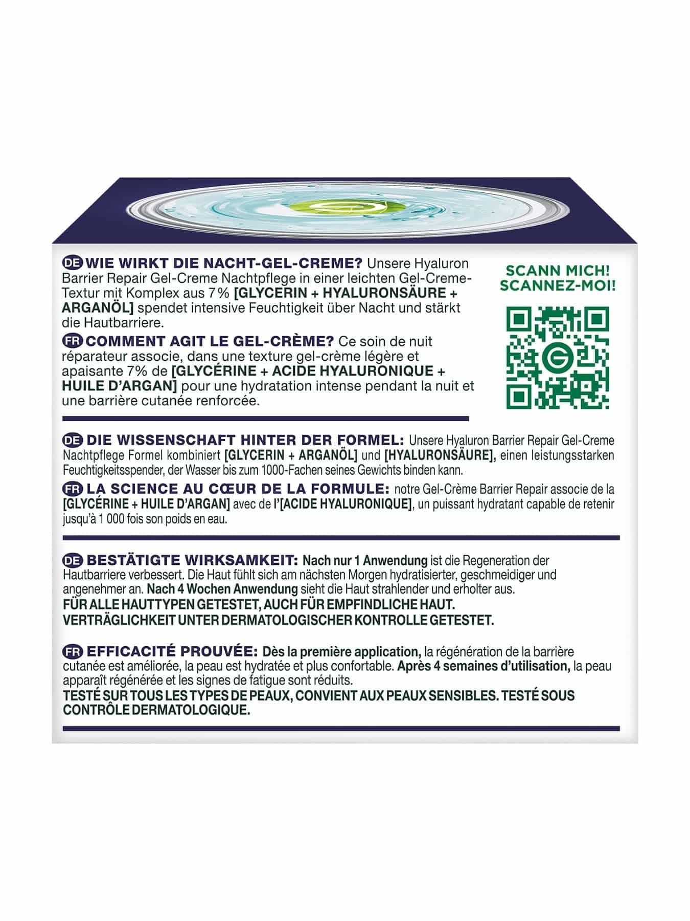 Hyaluron Barrier Repair Gel-Creme Nachtpflege Seitenansicht