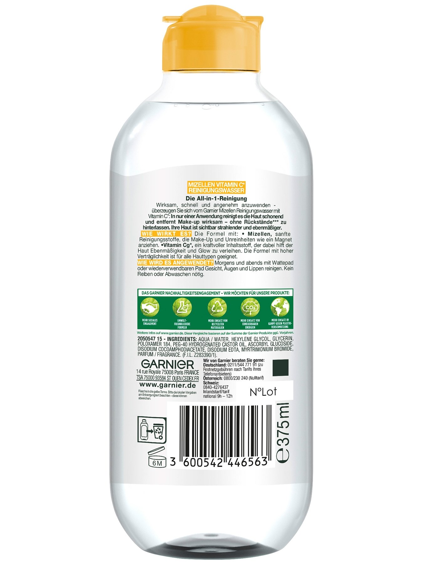 SkinActive Mizellen Reinigungswasser All-in-1 mit Vitamin C - Produkt Rückansicht