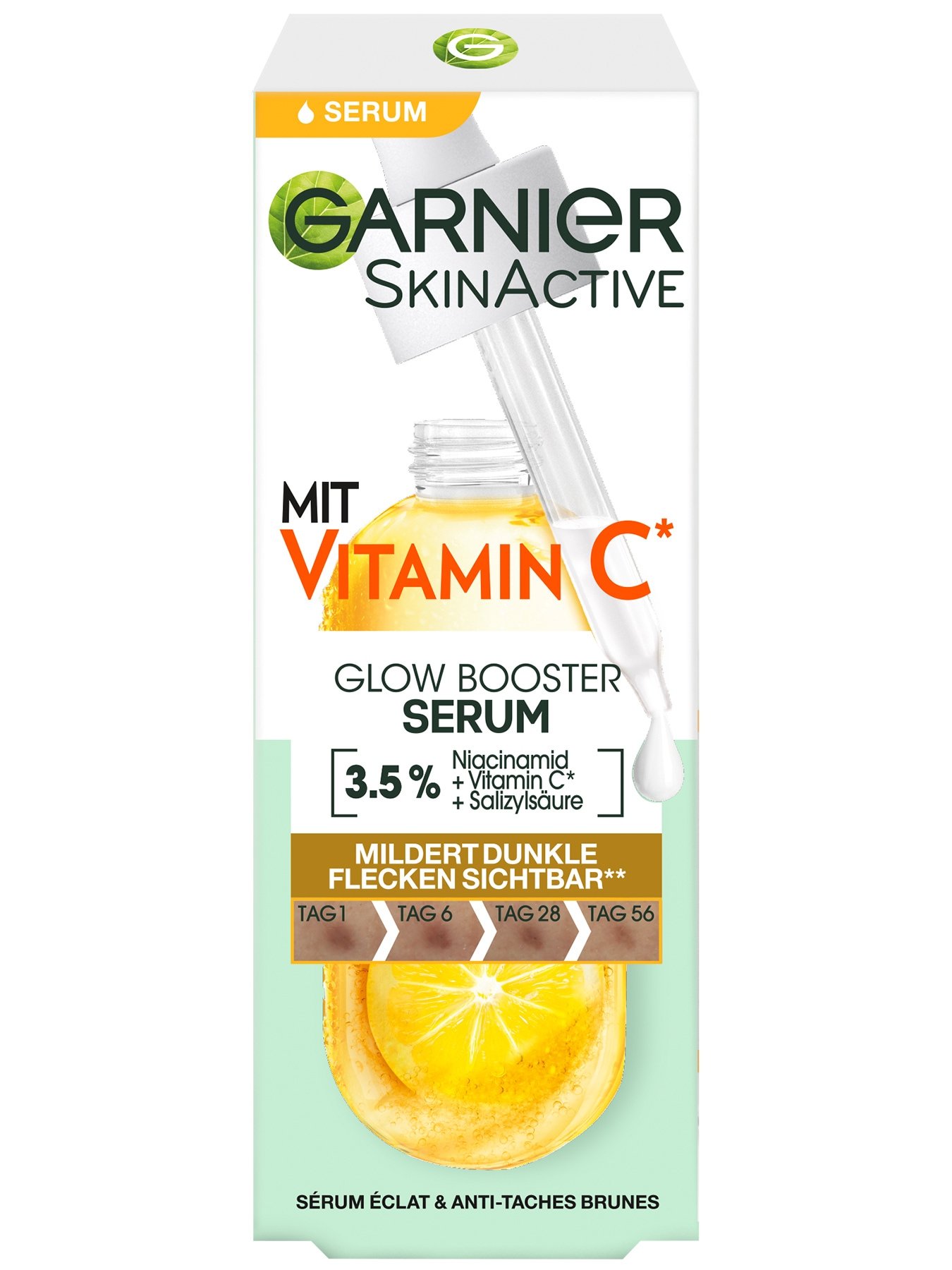 SkinActive Glow Booster Serum mit Vitamin C - Verpackung Vorderansicht