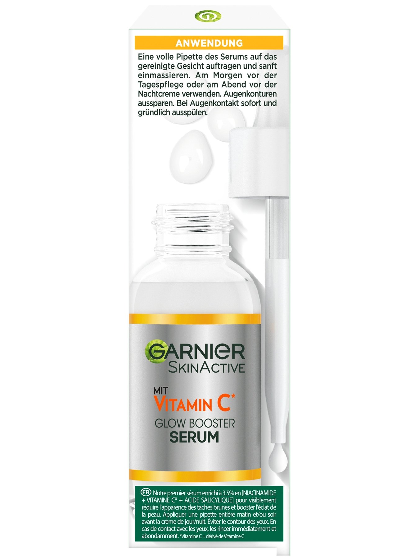 SkinActive Glow Booster Serum mit Vitamin C - Verpackung Seitenansicht
