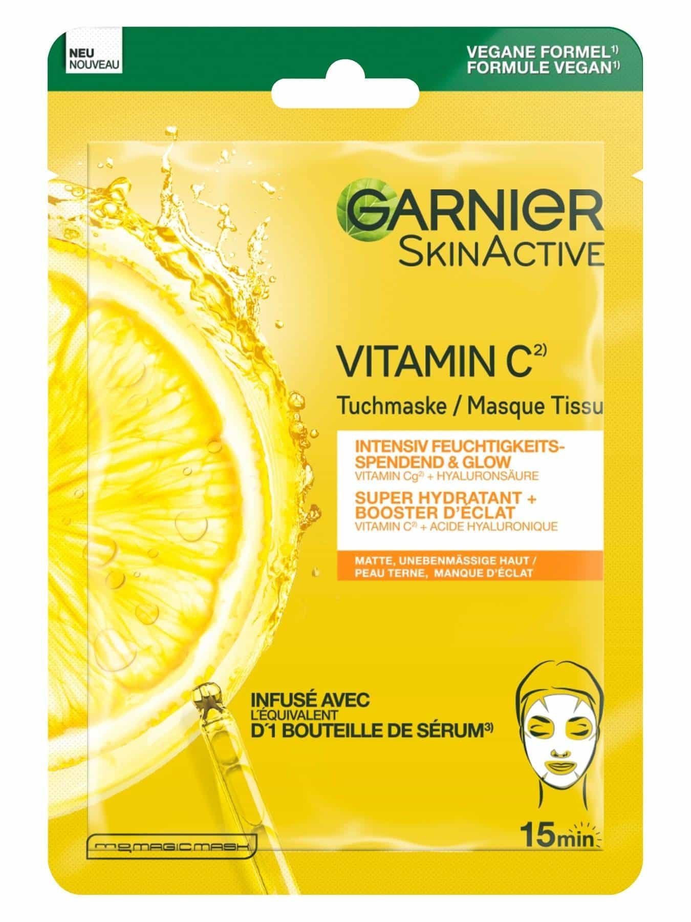 Tuchmaske Glow-Effekt mit C | sofortigem Vitamin Garnier