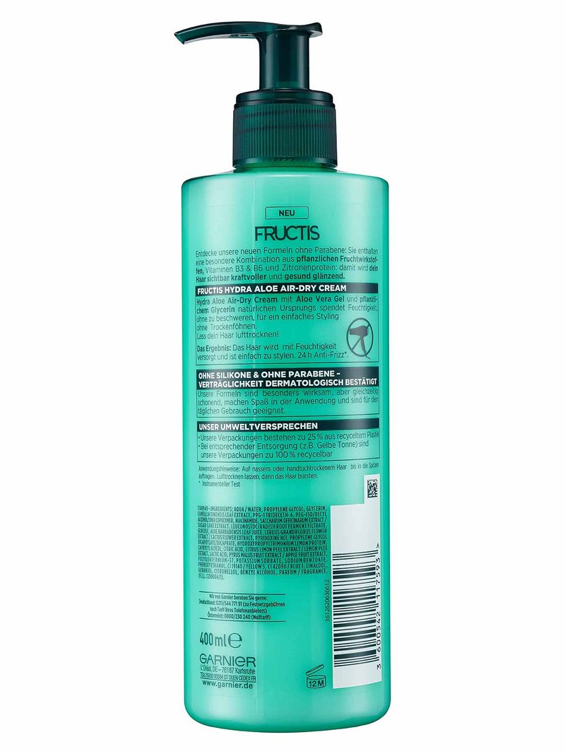 Garnier Fructis Feuchtigkeitsspeicher Hydra Aloe Air Dry Cream Garnier Fructis Aloe Hydra Bomb Air-Dry-Cream | Garnier