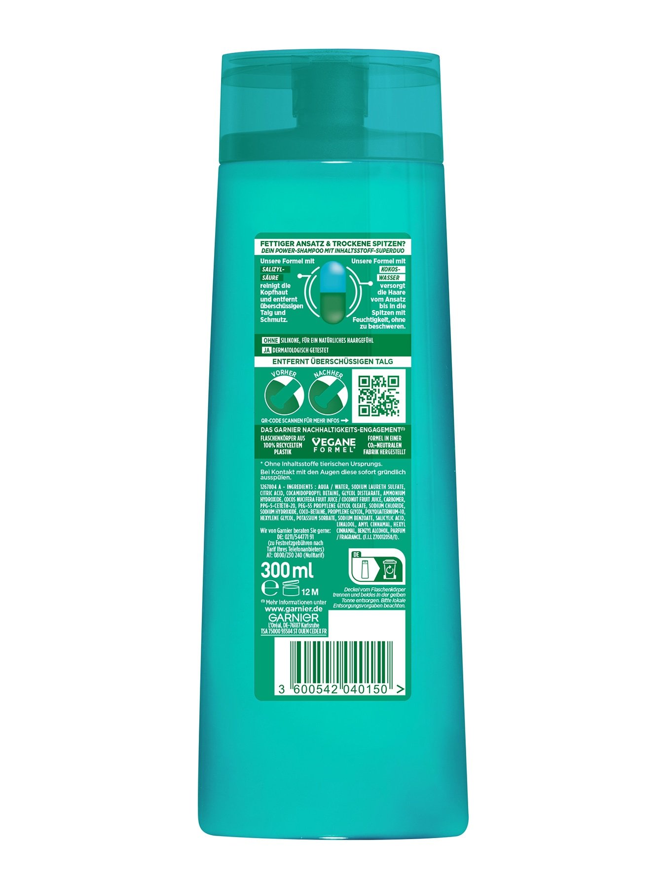Kräftigendes Shampoo Coco Water 300ml - Produkt Rückansicht
