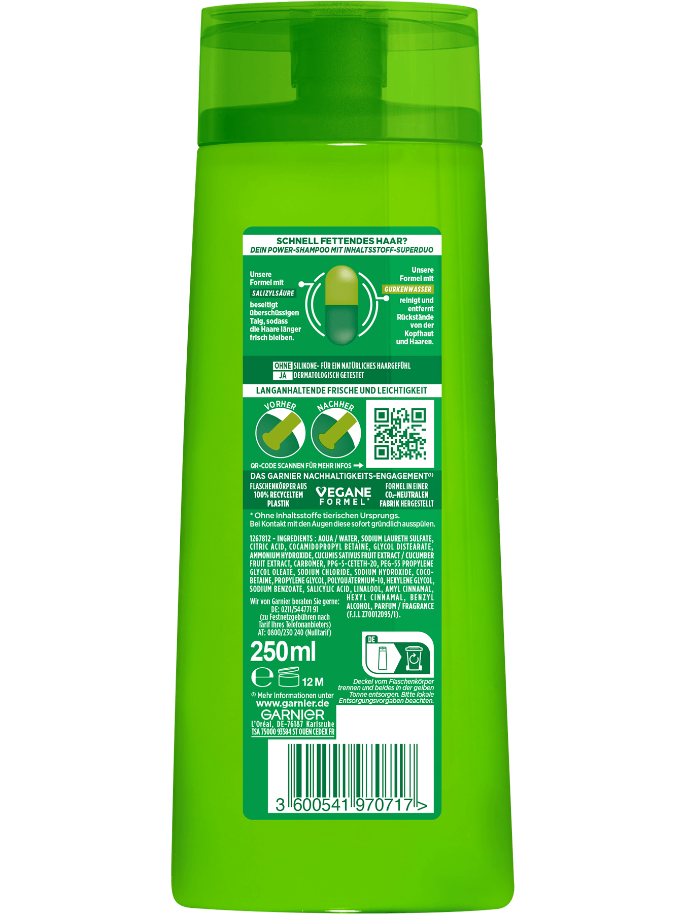 Fructis Kräftigendes Shampoo Cucumber Fresh Rückseite