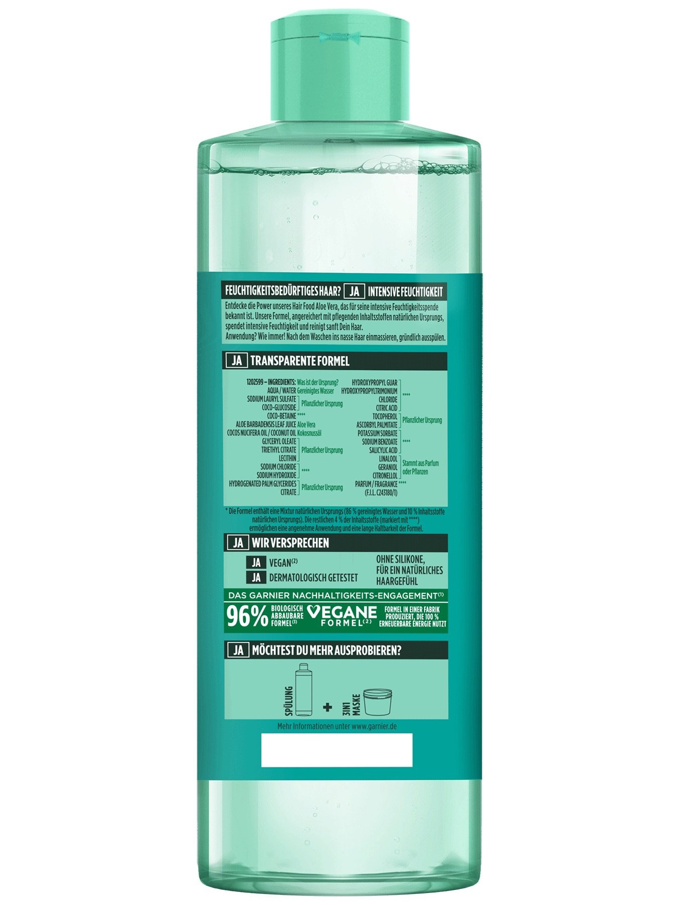 Fructis Feuchtigkeits Aloe Vera Hair Food Shampoo - Produkt Rückansicht