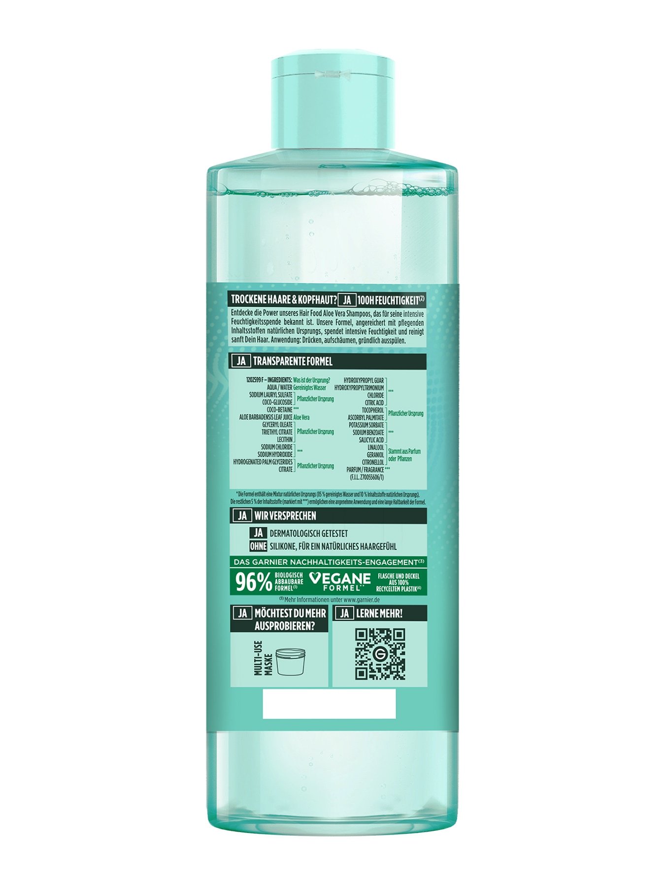 Fructis Feuchtigkeits Aloe Vera Hair Food Shampoo - Produkt Rückansicht