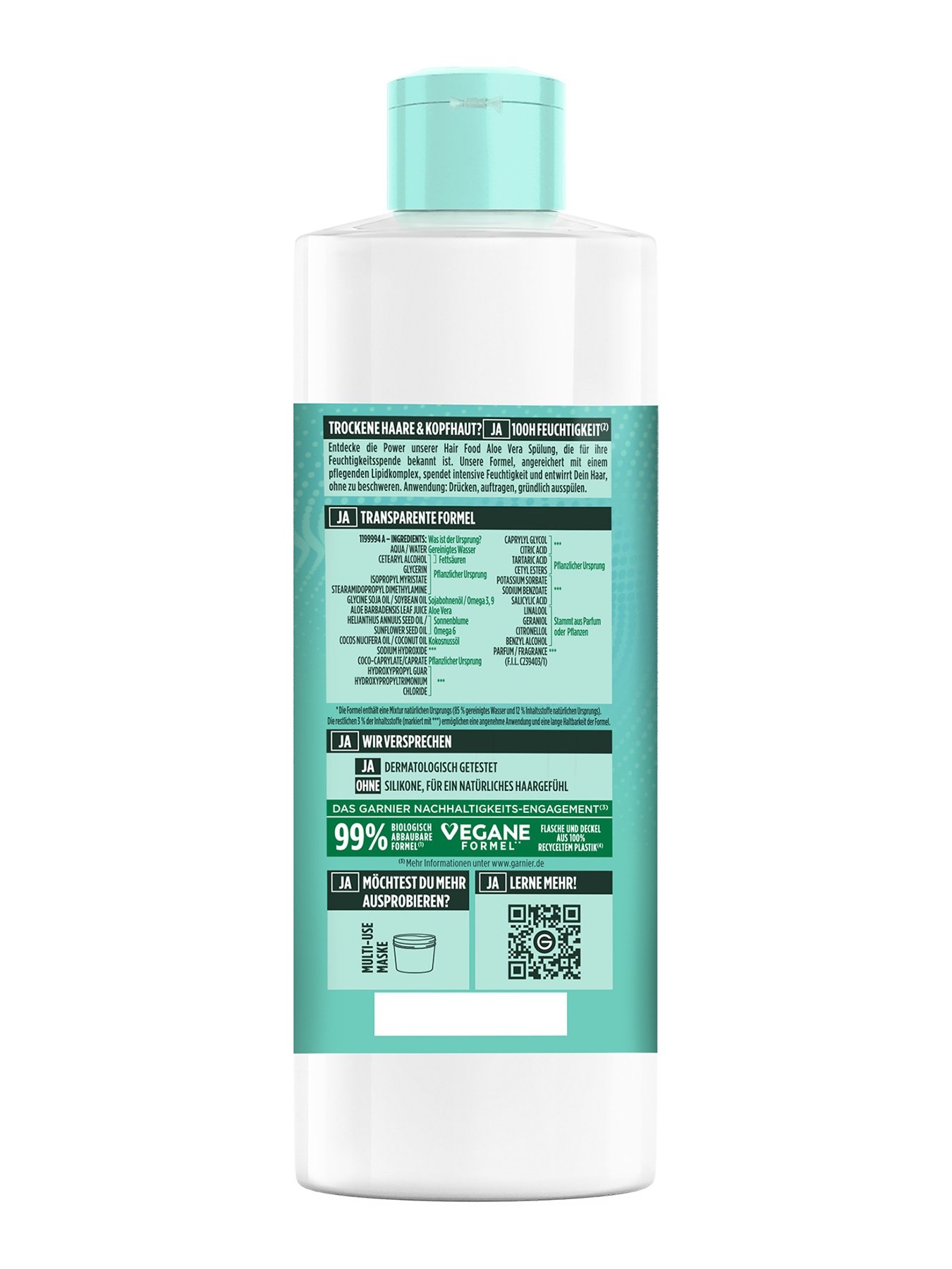 Fructis Feuchtigkeitsspendende Aloe Vera Spülung - Produkt Rückansicht