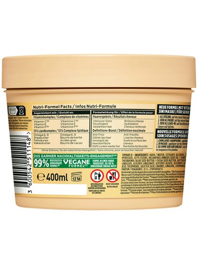 Fructis Definierendes Kakao Butter Hair Food – 3in1 Haarmaske - Produkt Rückansicht