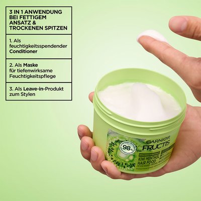 Anwendungsgebiete für Fructis Multi-Use Haarmaske Kiwi Menthol Hair Food