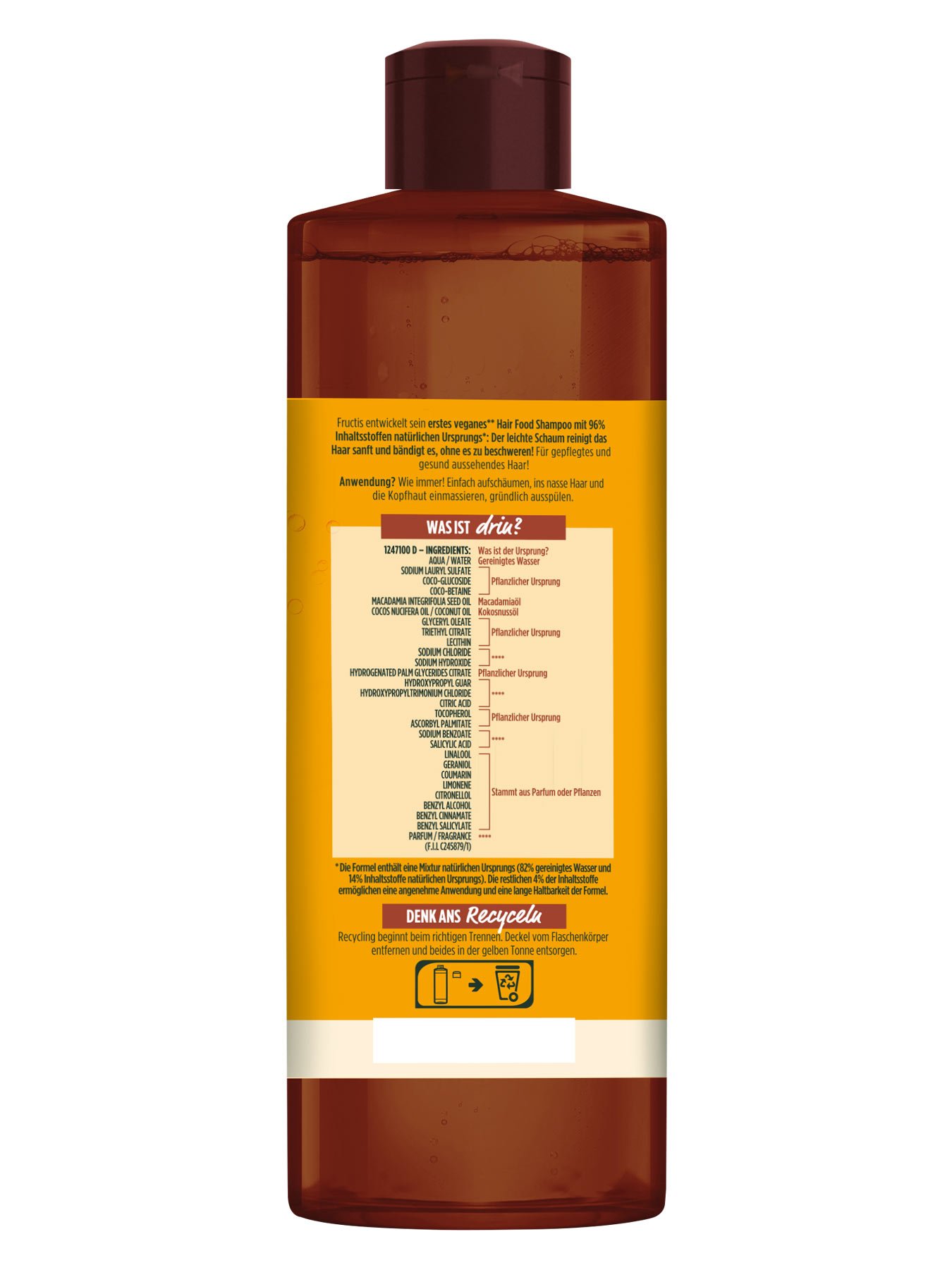 Fructis Hair Food Macadamia Shampoo Produkt Rückansicht