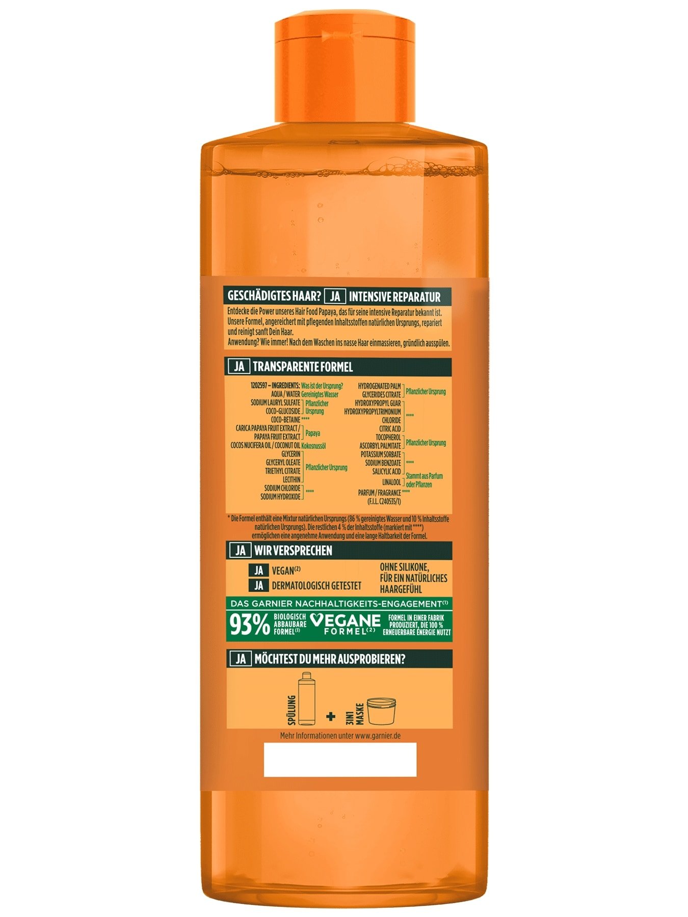 Fructis Papaya Hair Food Shampoo - Produkt Rückansicht