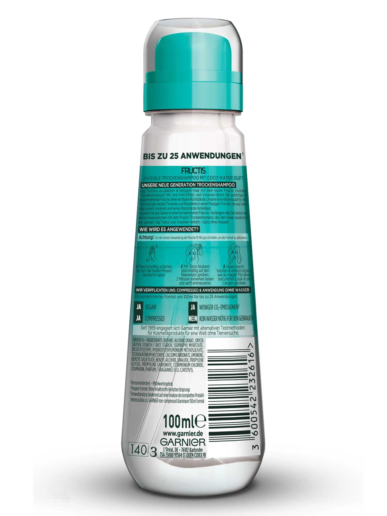 Fructis Invisible Trockenshampoo Coco Water - Produktansicht Rückansicht