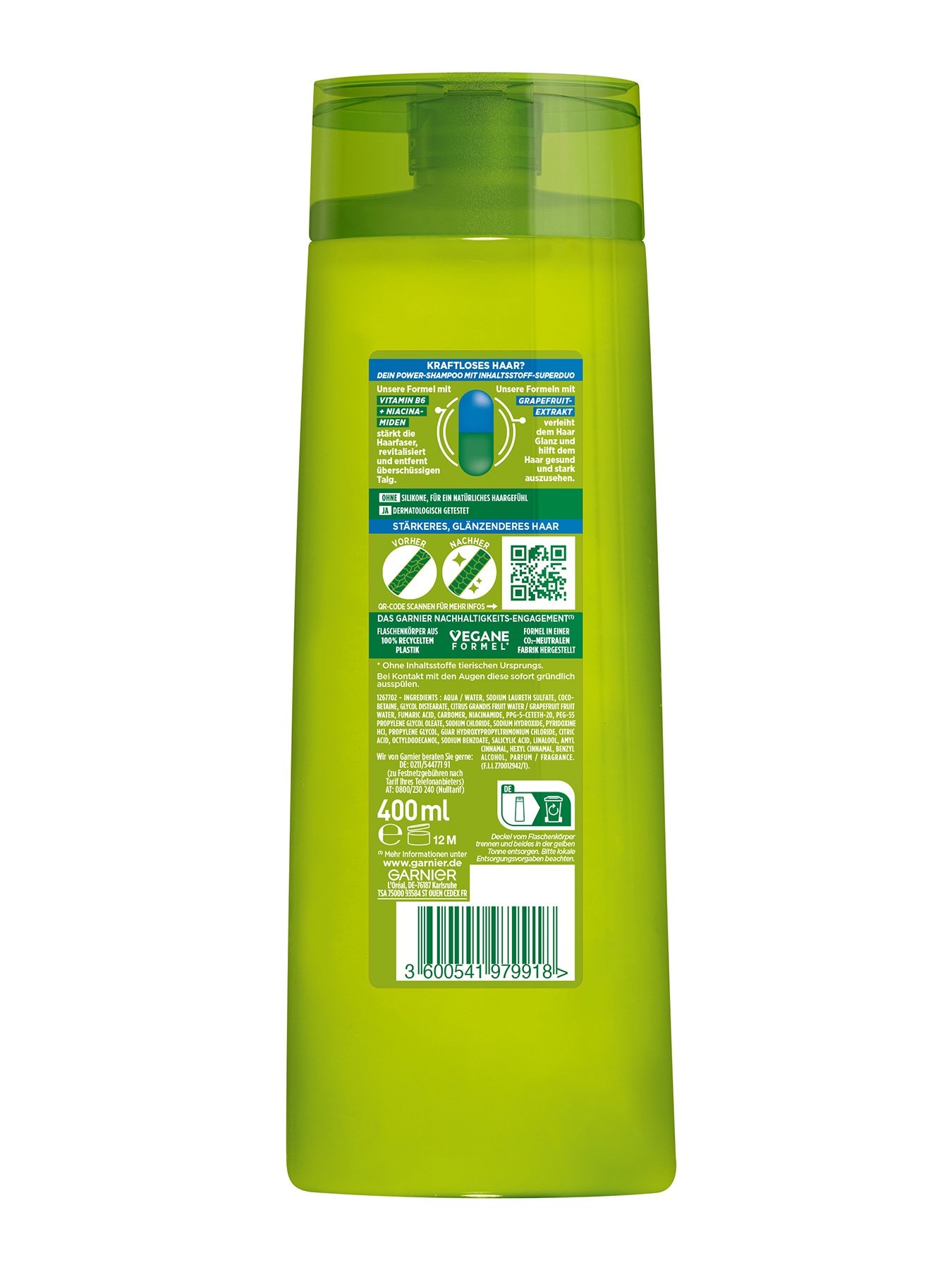 Fructis Kraft & Glanz Shampoo 400ml - Produkt Rückansicht