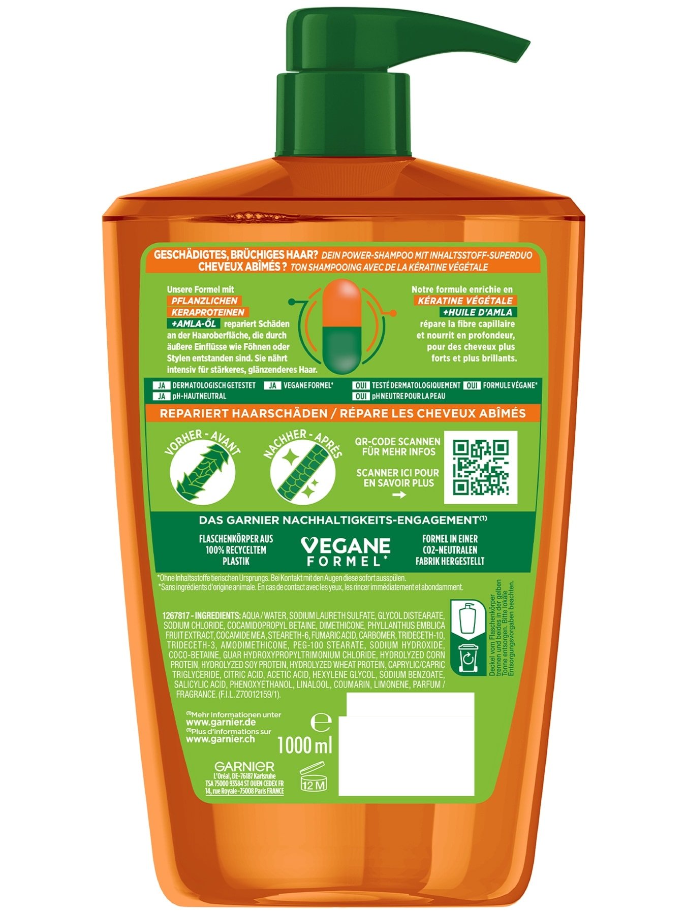 Schaden Löscher Kräftigendes Shampoo XXL 1000ml - Produkt Rückansicht
