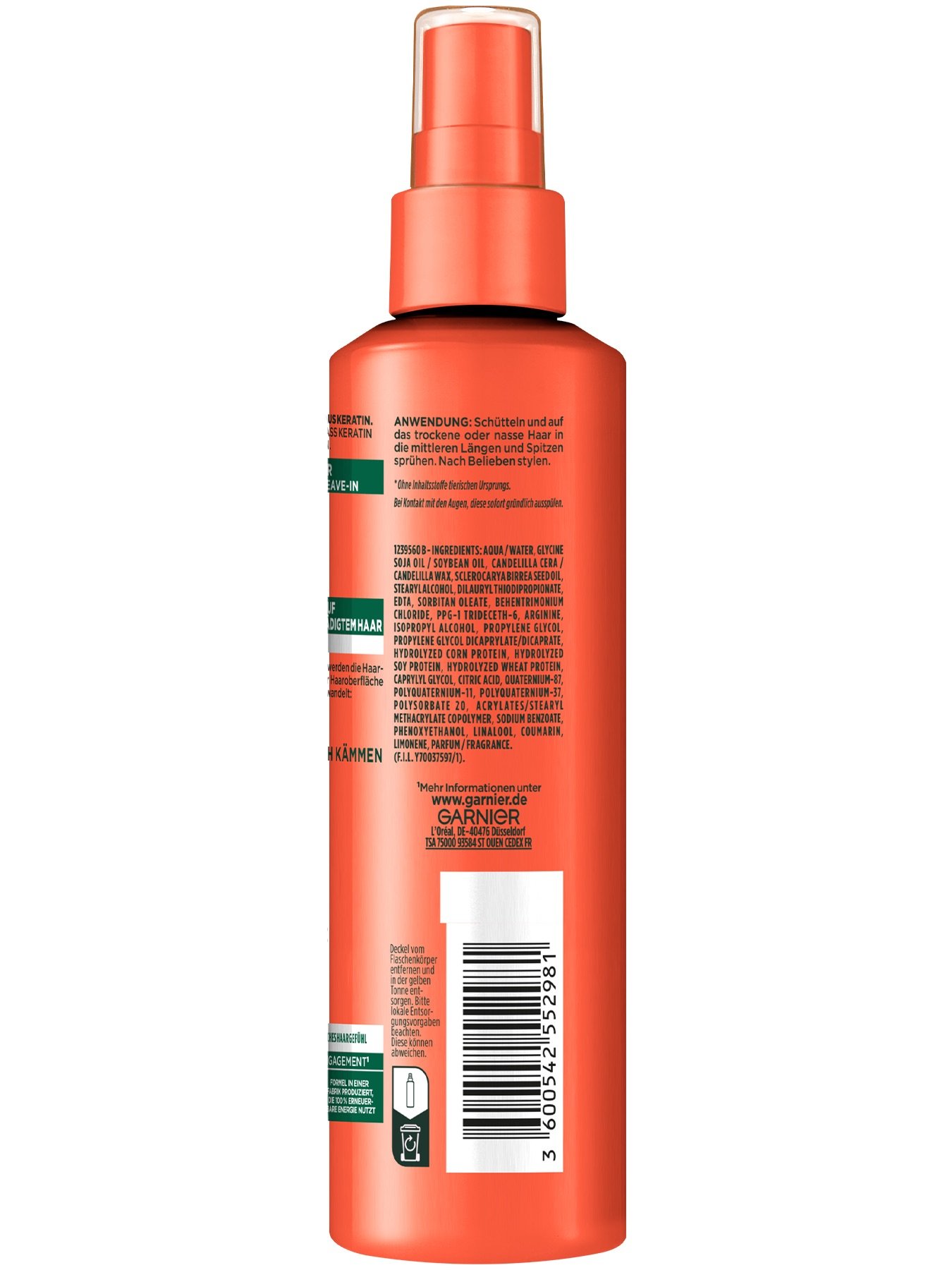 Garnier Fructis Schadenlöscher Veganes Keratin Leave-in 10-in-1 - Produktdetail