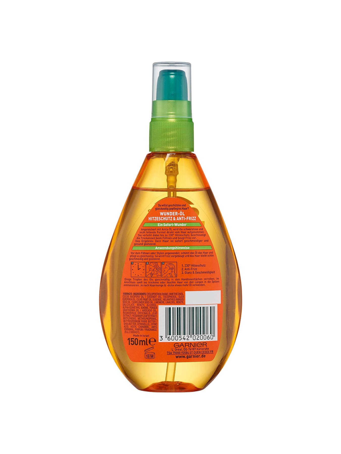 Wunder-Oel-Hitzeschutz-Anti-Frizz-Fructis-Schaden-Loescher-150ml-Rueckseite-Garnier-Deutschland-gr