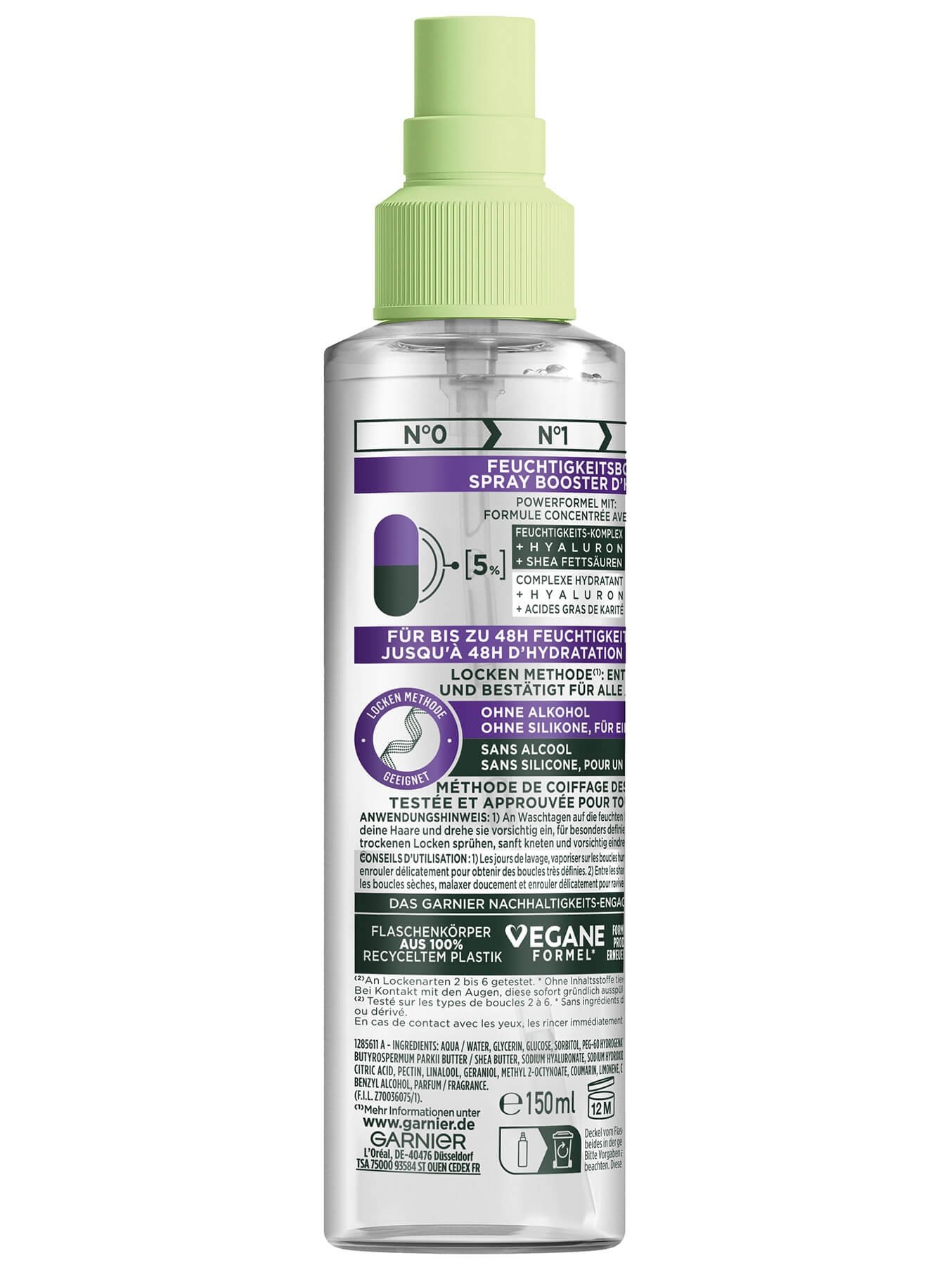 Fructis Locken Methode Feuchtigkeitsboost Haarpflege-Spray Rückseite