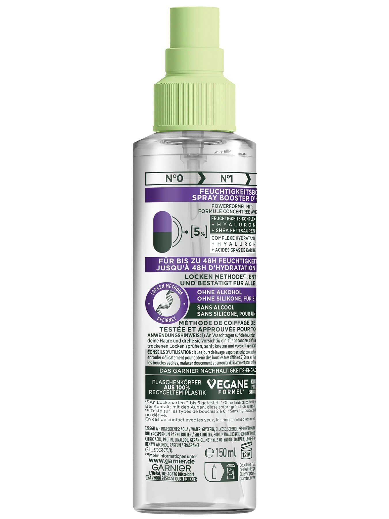 Fructis Locken Methode Feuchtigkeitsboost Haarpflege-Spray Rückseite