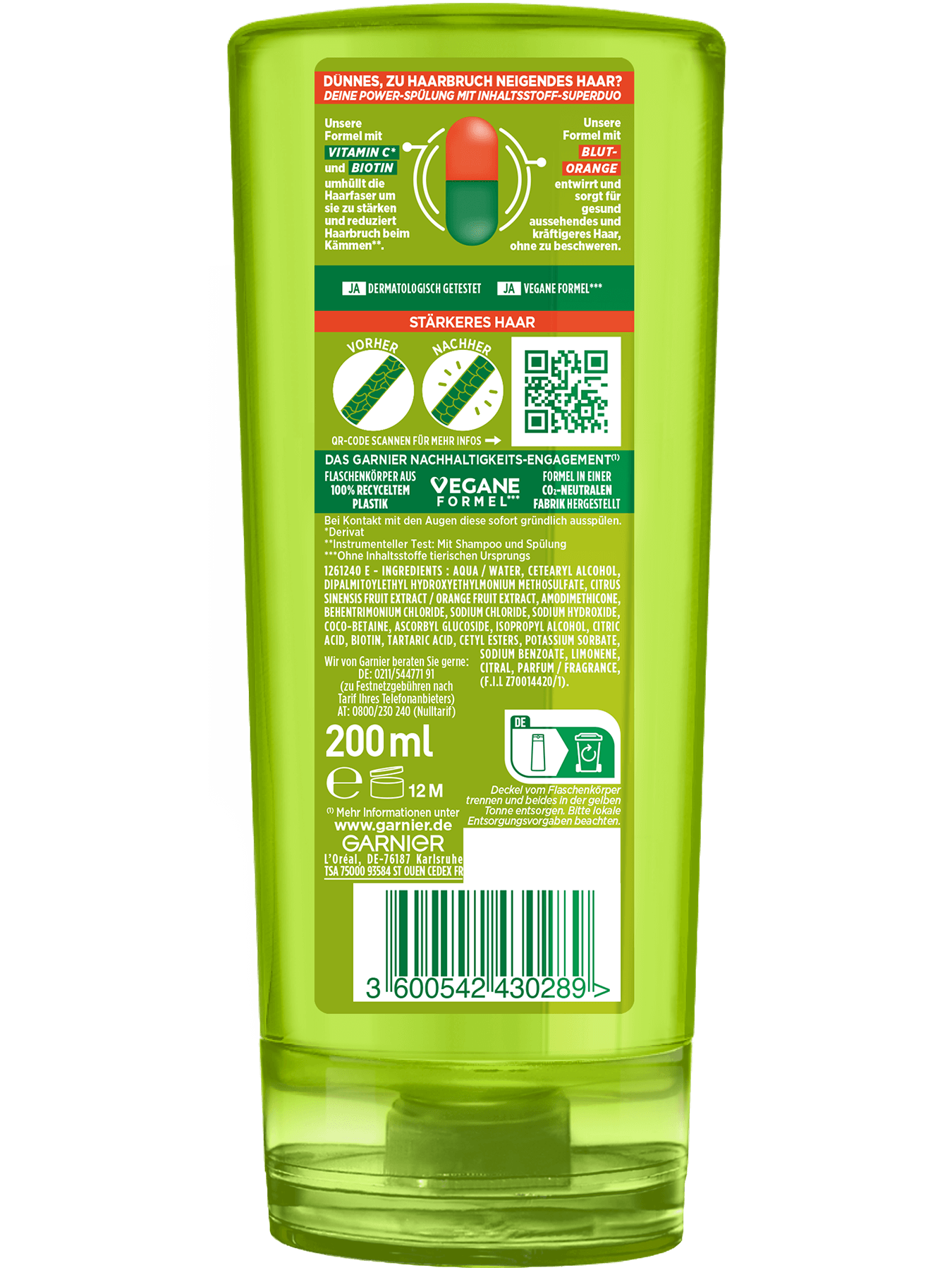 Fructis Vitamine & Kraft Kräftigende Spülung Rückseite