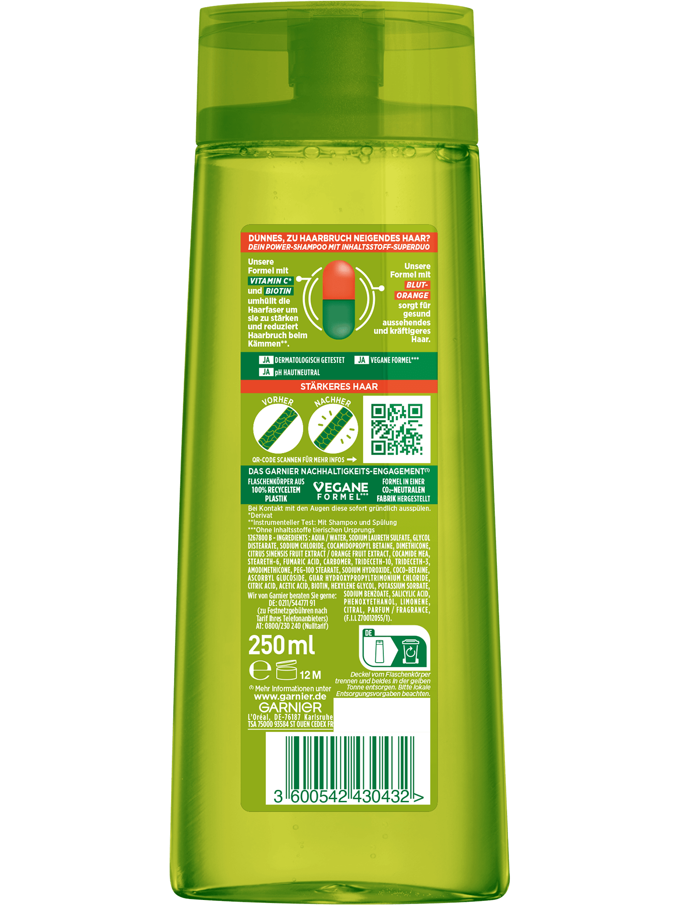 Fructis Vitamine & Kraft Kräftigendes Shampoo Rückseite