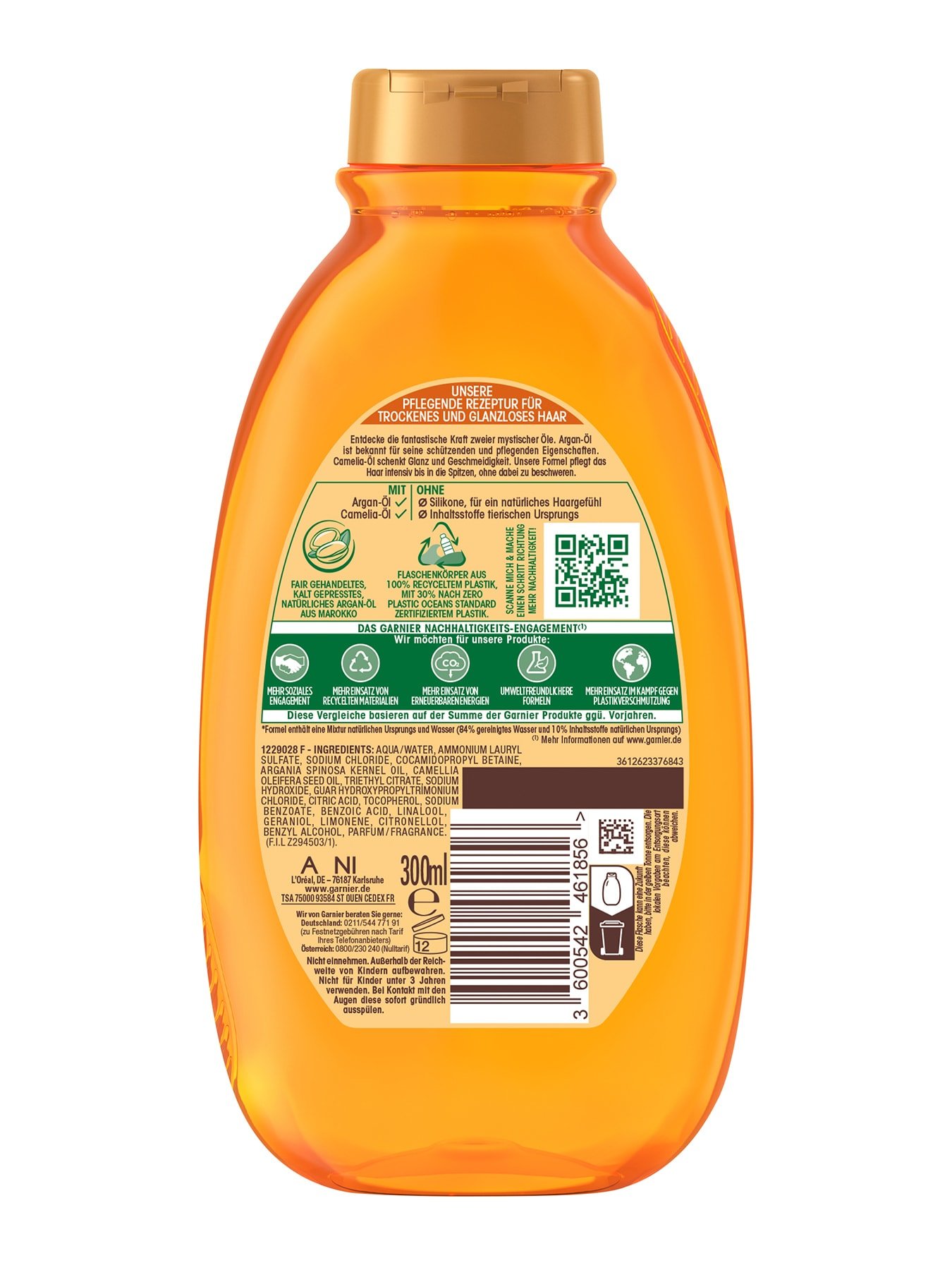 Wahre Schätze Argan- & Camelia Öl Shampoo 300ml - Produkt Rückansicht