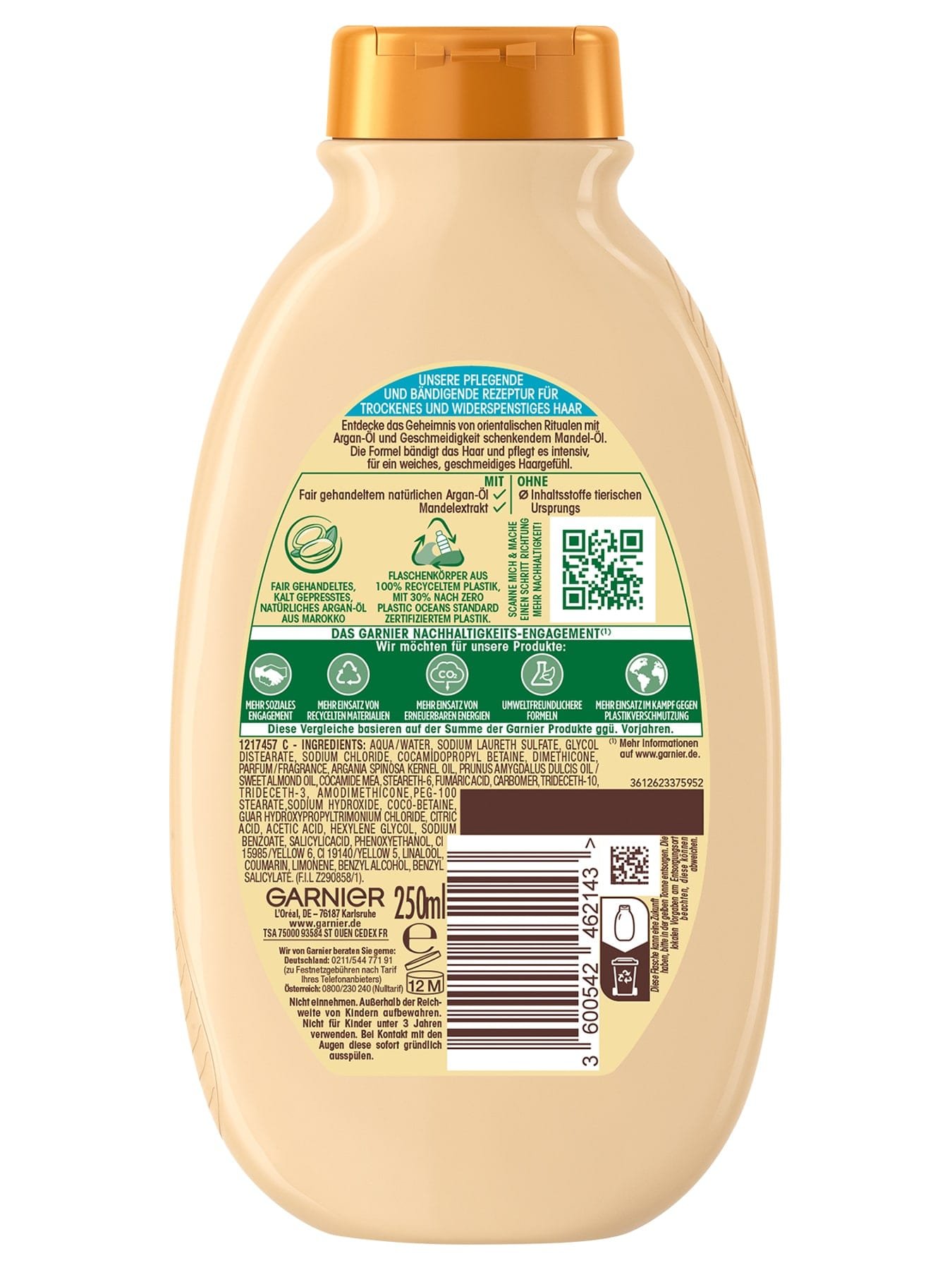Wahre Schätze Reichhaltiges Creme-Shampoo Argan-Mandelcreme - Produkt Rückansicht