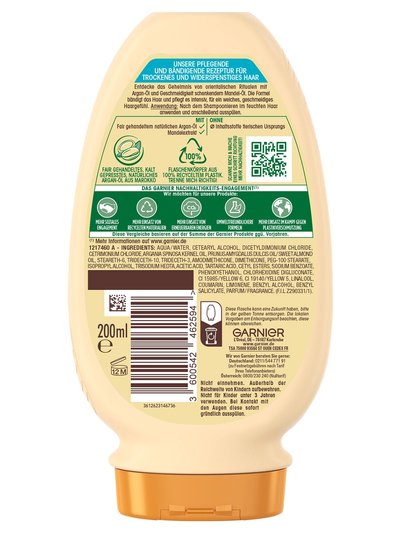 Wahre Schätze Reichhaltige Creme-Spülung Argan-Mandelcreme - Produkt Rückansicht