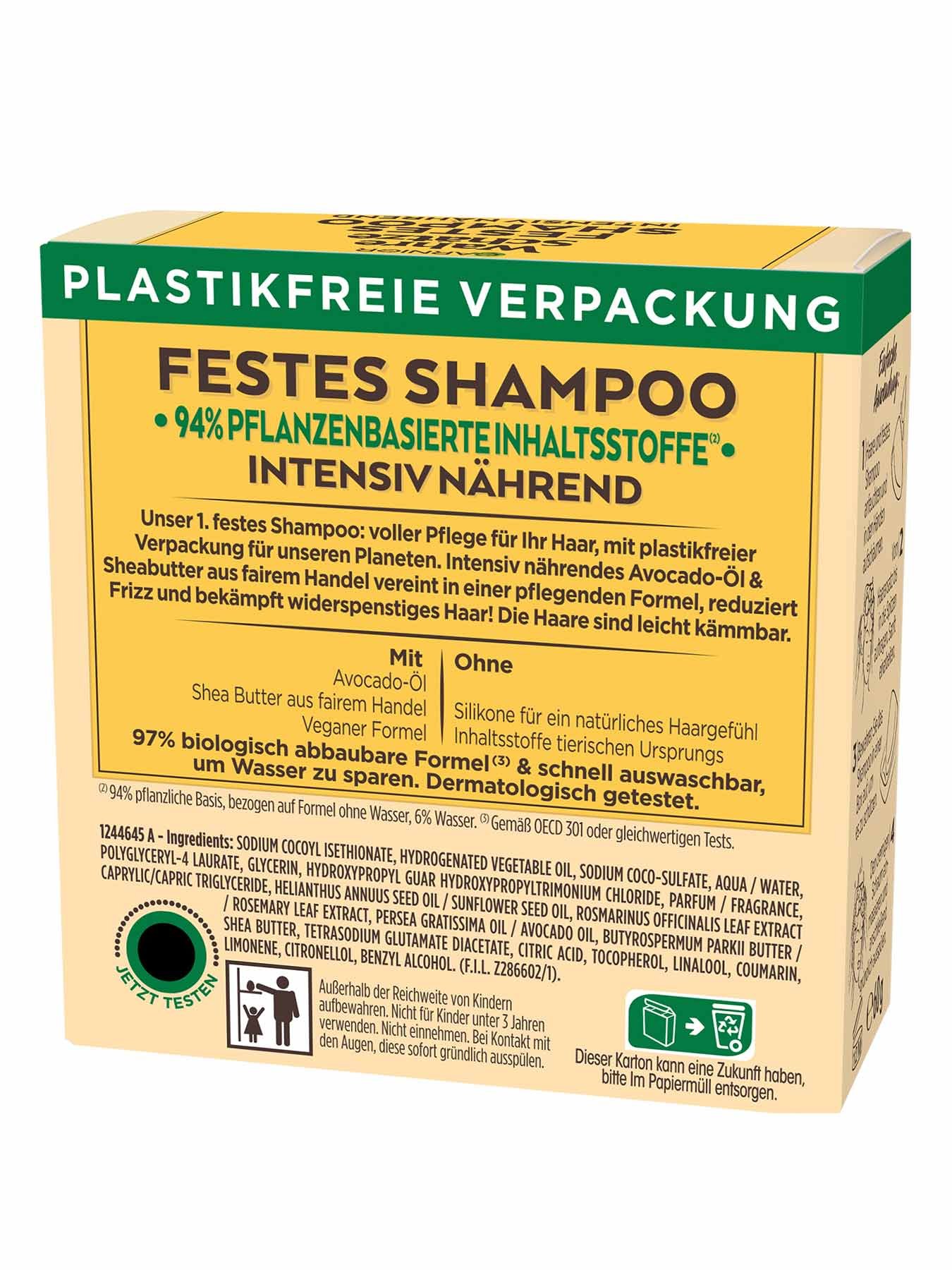 Garnier Wahre Schätze Festes Shampoo Avocado - Verpackung Rückansicht