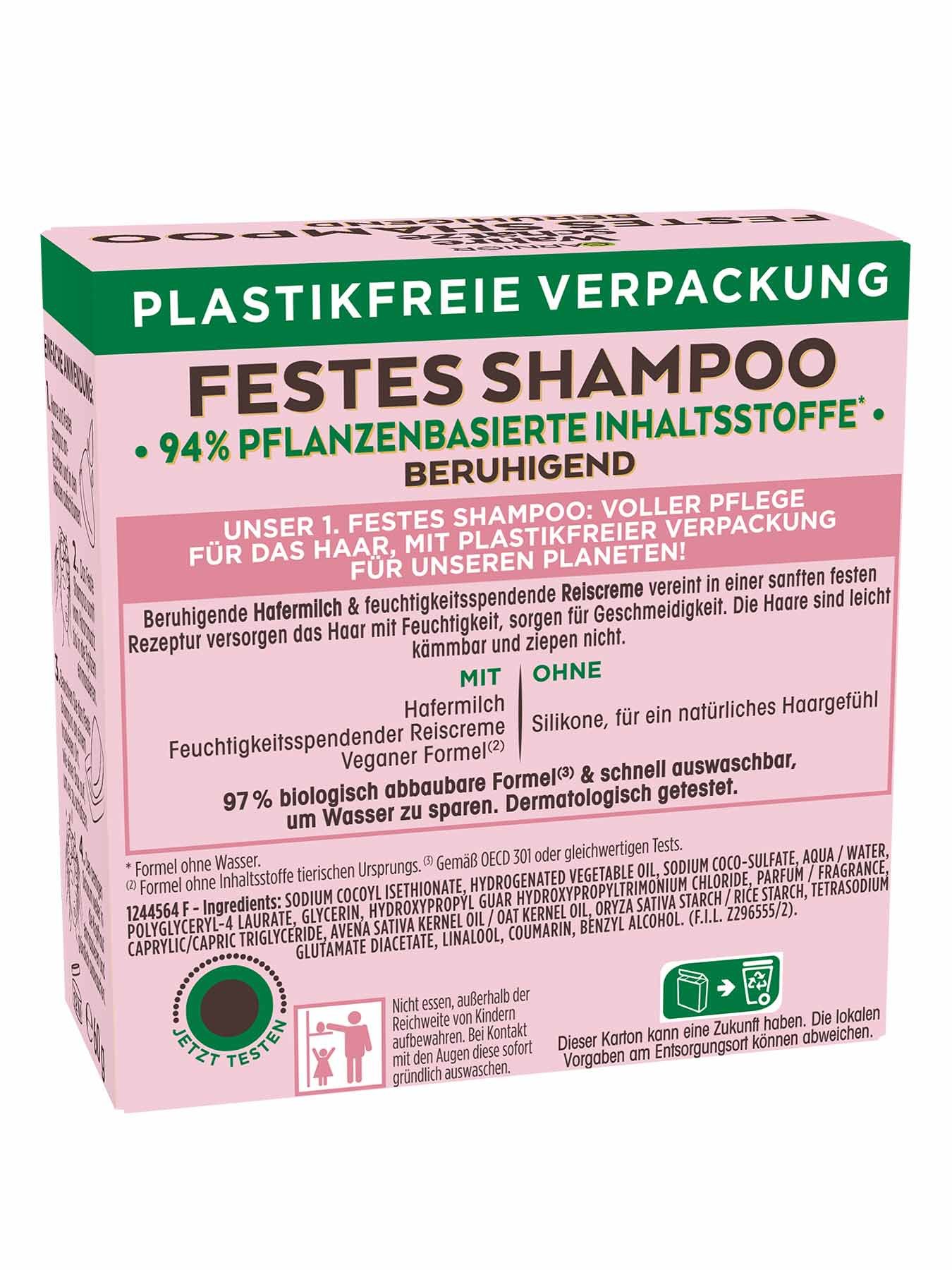 Wahre Schätze Festes Shampoo Sanfte Hafermilch - Produkt Rückansicht