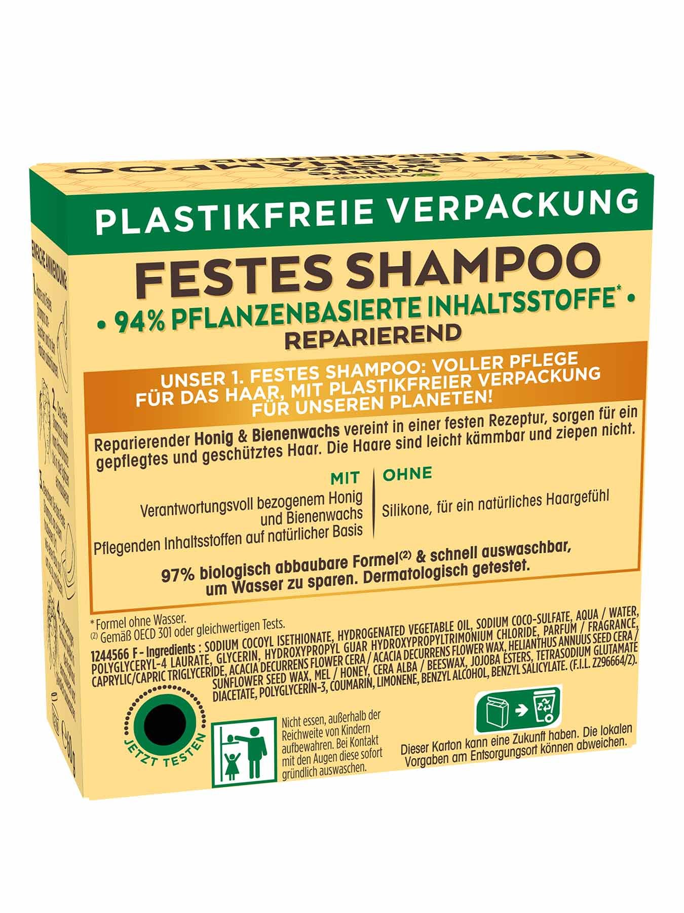 Wahre Schätze Festes Shampoo Honig Schätze - Produkt Rückansicht
