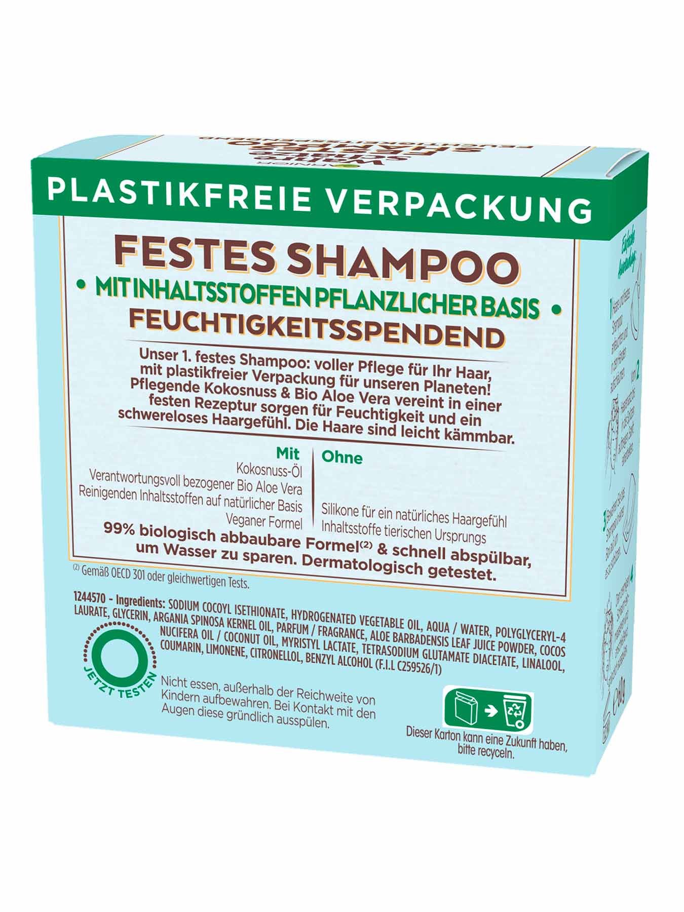 Festes Shampoo Kokosnuss & Bio Aloe Vera - Produkt Rückansicht