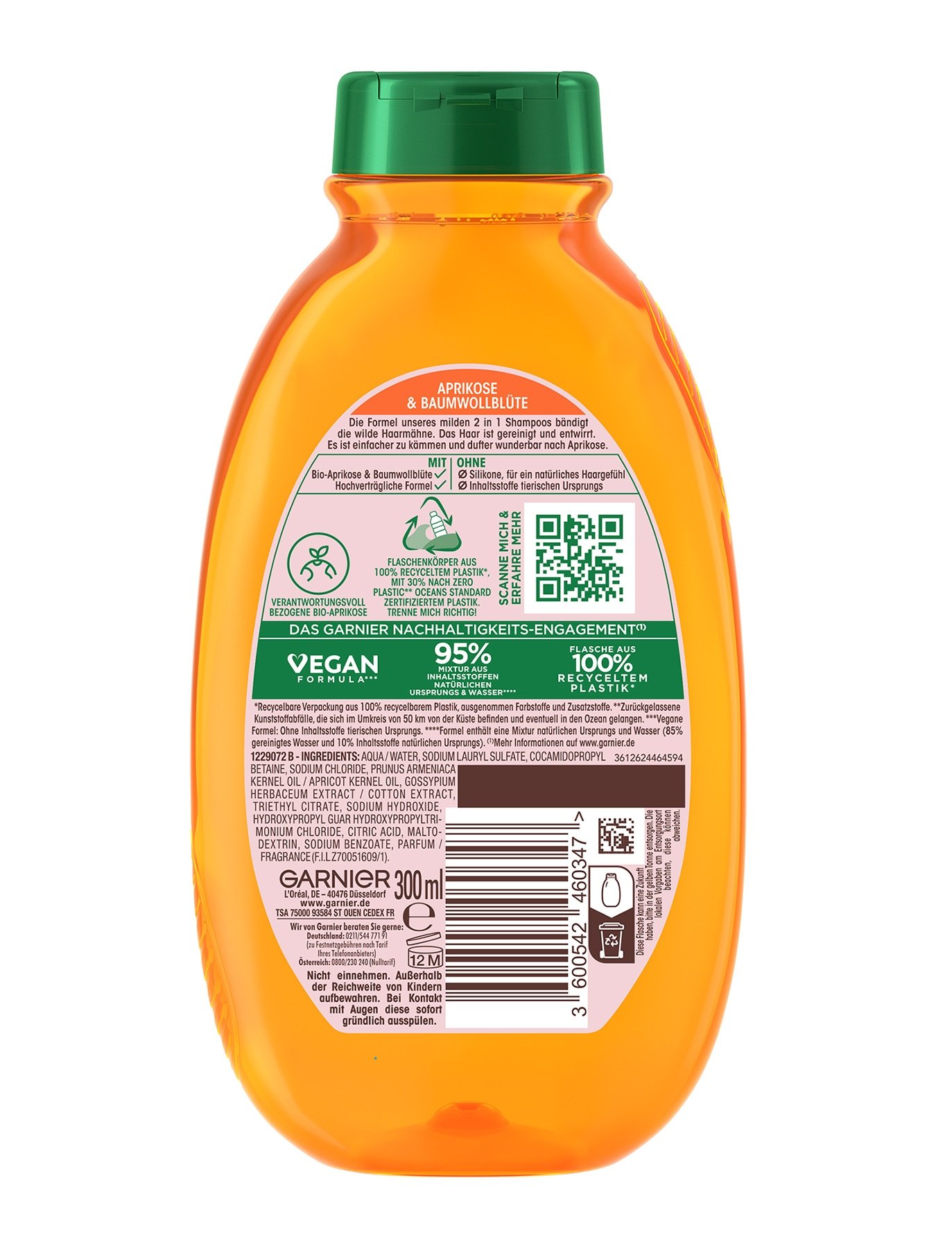 Wahre Schätze für Kinder mildes 2in1 Shampoo Aprikose & Baumwollblüte 300ml - Produkt Rückansicht
