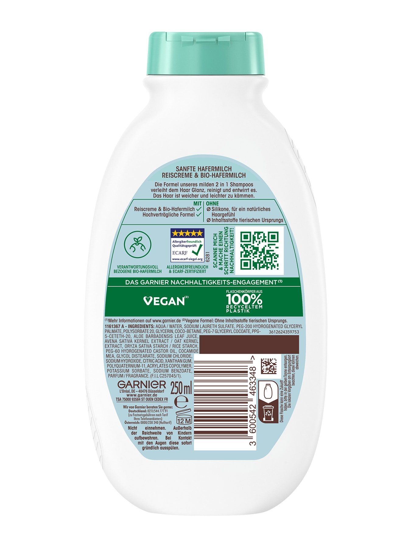 Wahre Schätze für Kinder mildes 2in1 Shampoo Sanfte Hafermilch 250ml - Produkt Rückansicht