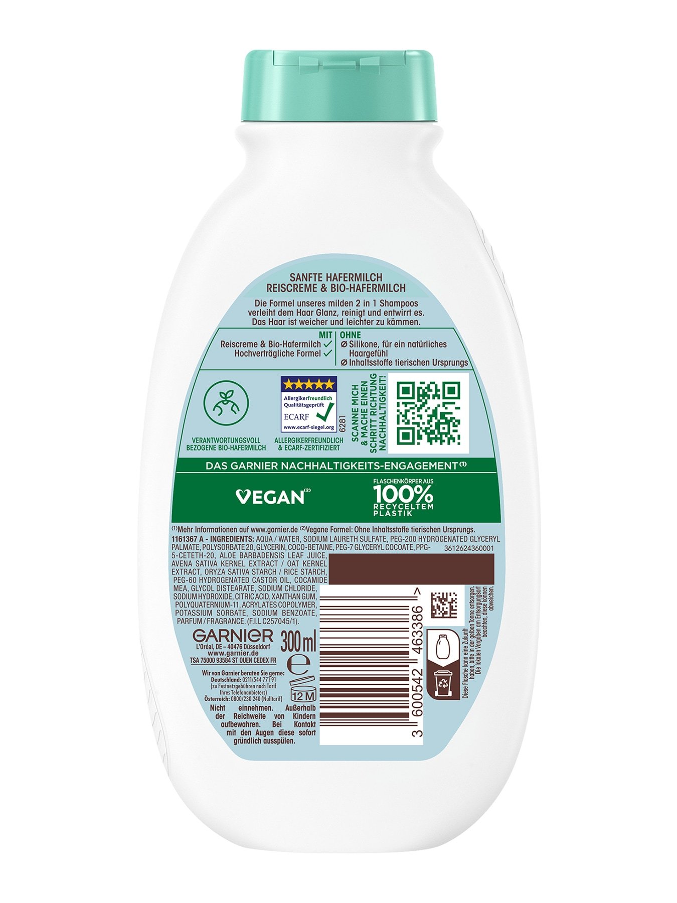 Wahre Schätze für Kinder mildes 2in1 Shampoo Sanfte Hafermilch 300ml - Produkt Rückansicht