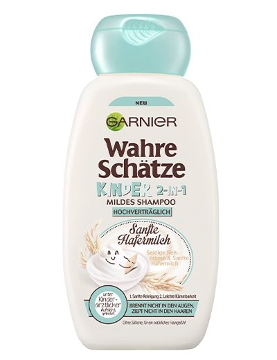Mildes 2-in-1 Shampoo Sanfte Hafermilch für Babys + Kinder Vorderseite
