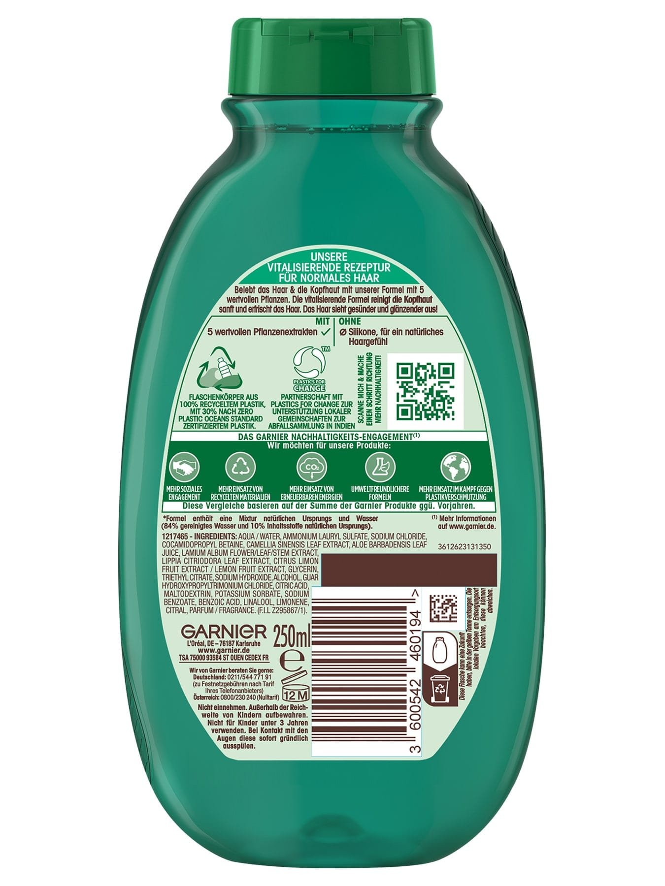 Wahre Schätze Grüner Tee & 4 Pflanzen Shampoo - Produkt Rückansicht
