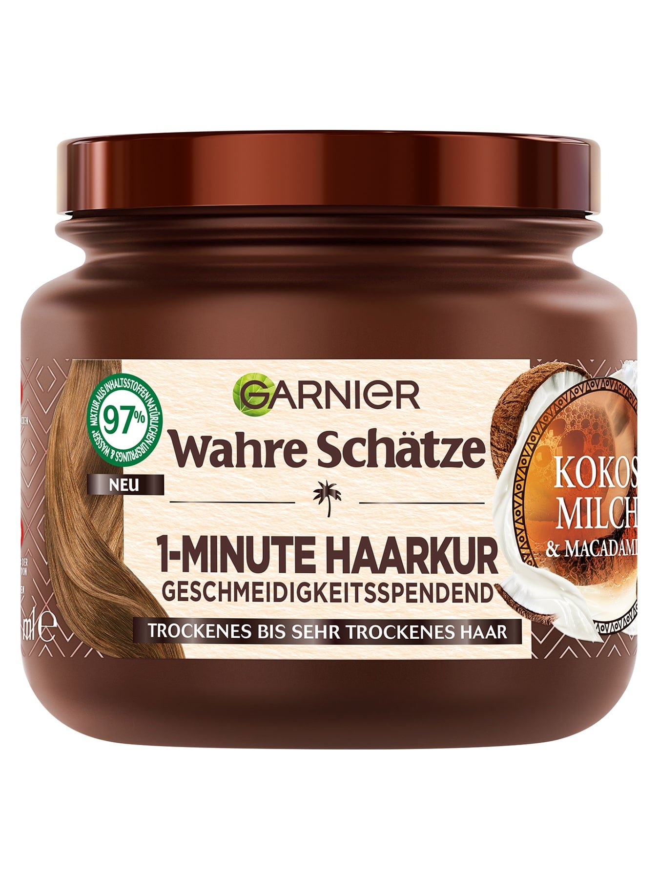 Wahre Schätze 1-Minute Haarkur mit Kokosmilch und Macadamiaöl - Produktabbildung