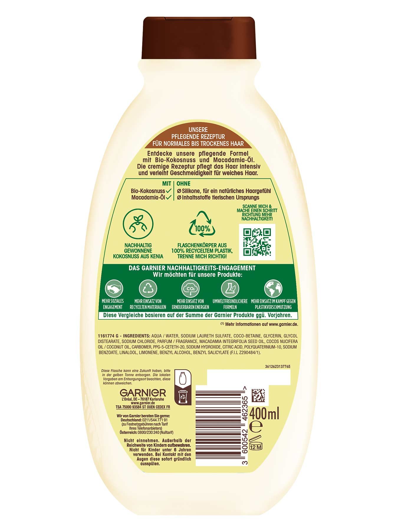 Wahre Schätze Kokosmilch & Macadamia Shampoo - Produkt Rückansicht