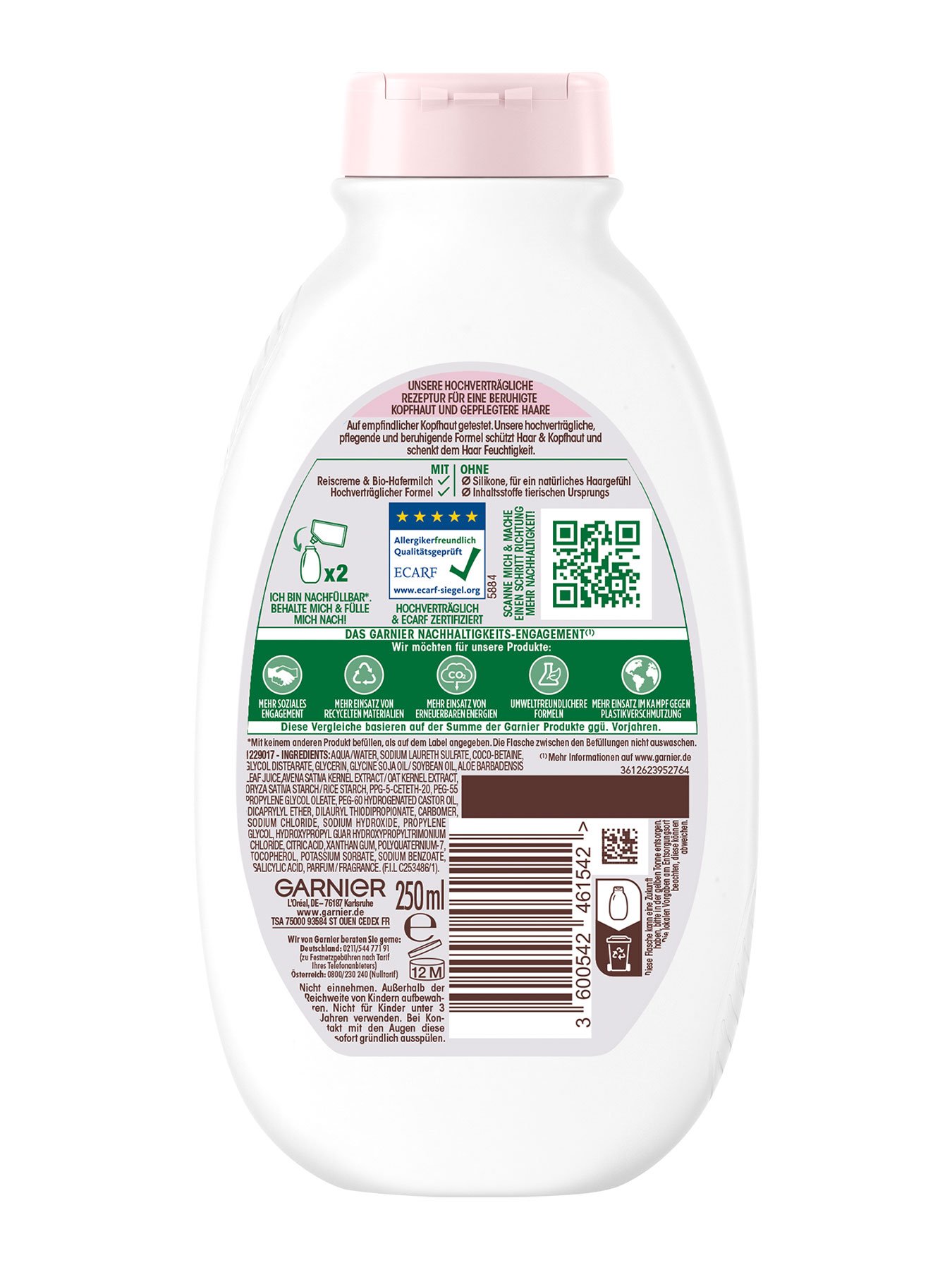 Wahre Schätze Beruhigendes Shampoo Sanfte Hafermilch - Produkt Rückansicht