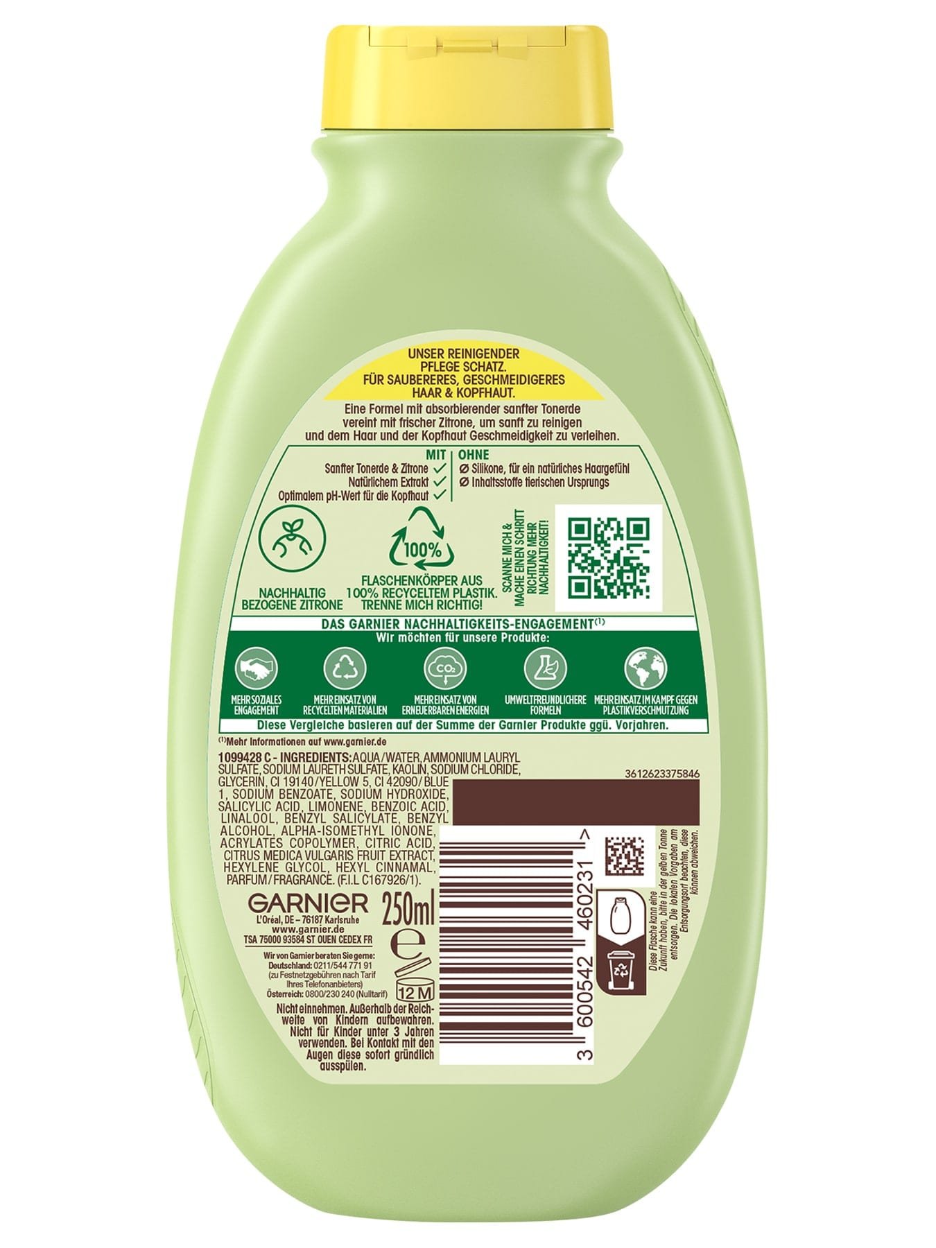  Wahre Schätze Sanft Reinigendes Shampoo Tonerde & Zitrone - Produkt Rückansicht