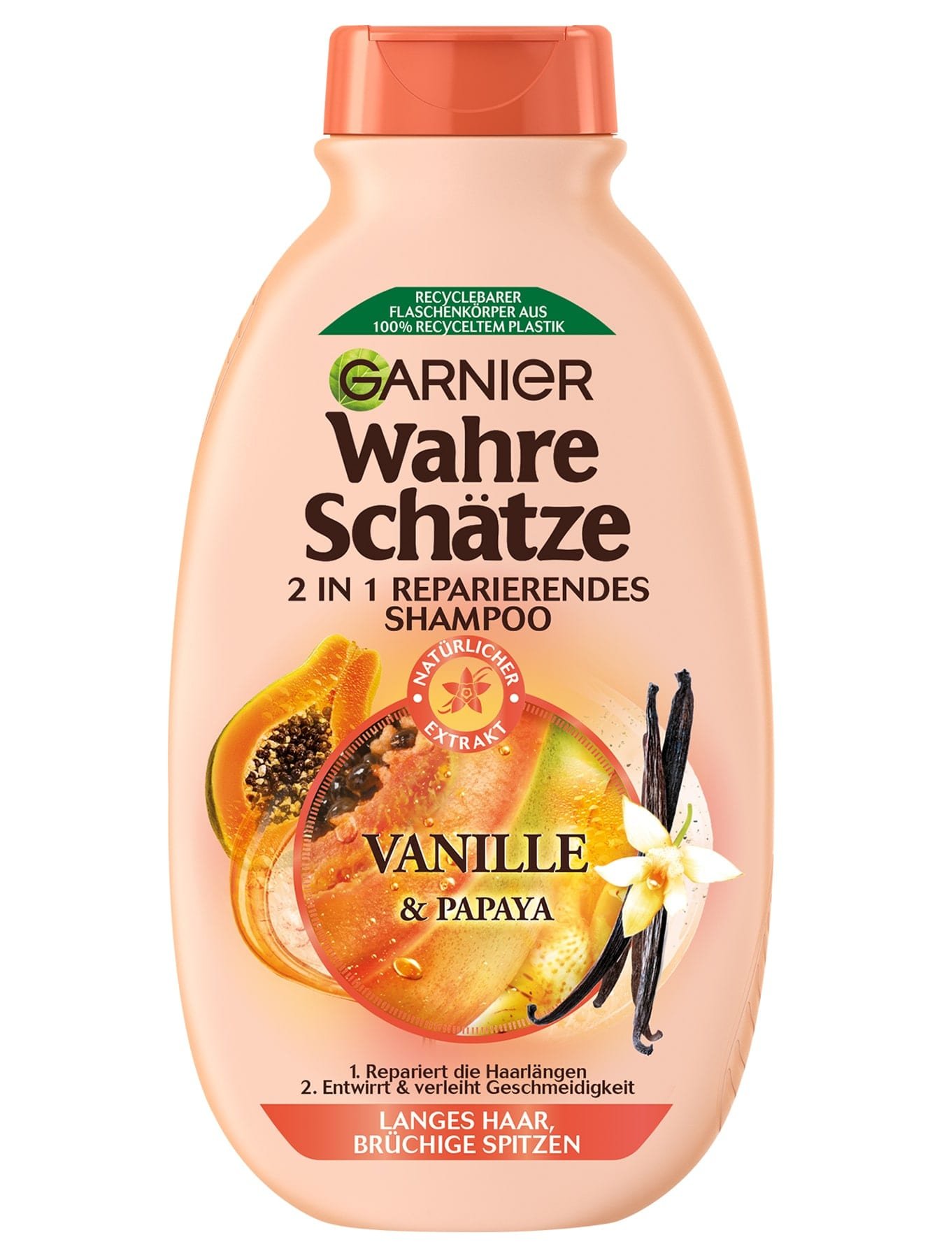 Wahre Schätze 2in1 Reparierendes Shampoo Vanille & Papaya - Produktabbildung