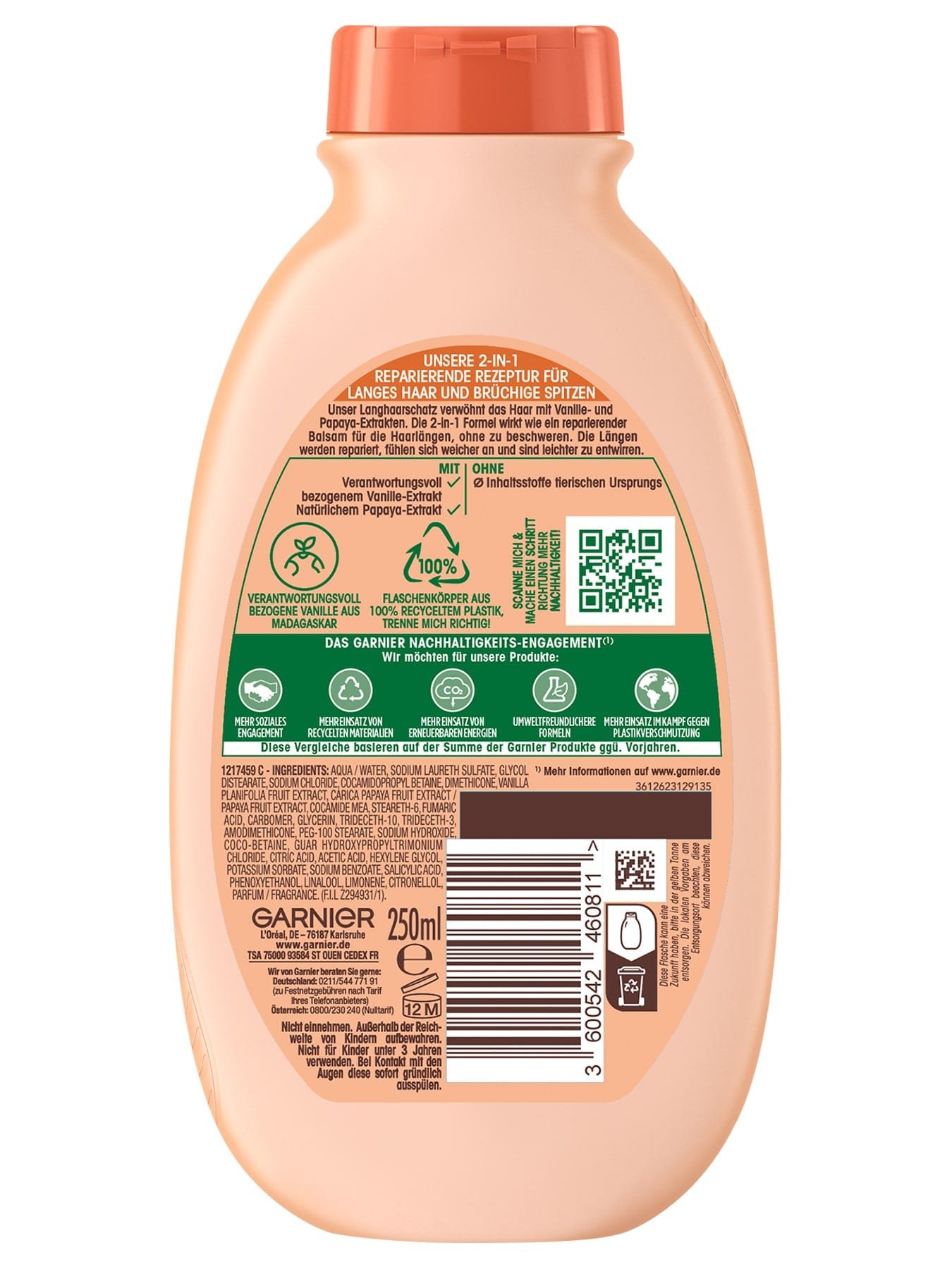 Wahre Schätze 2in1 Reparierendes Shampoo Vanille & Papaya - Produkt Rückansicht