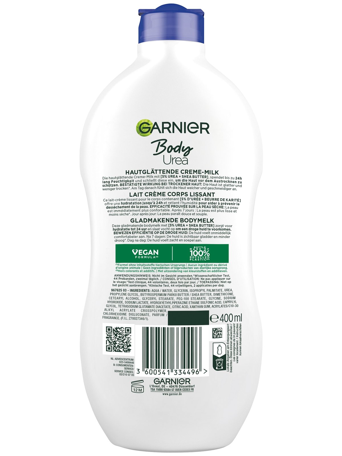 Body Urea 24h Hautglättende CremeMilk mit Shea Butter Garnier