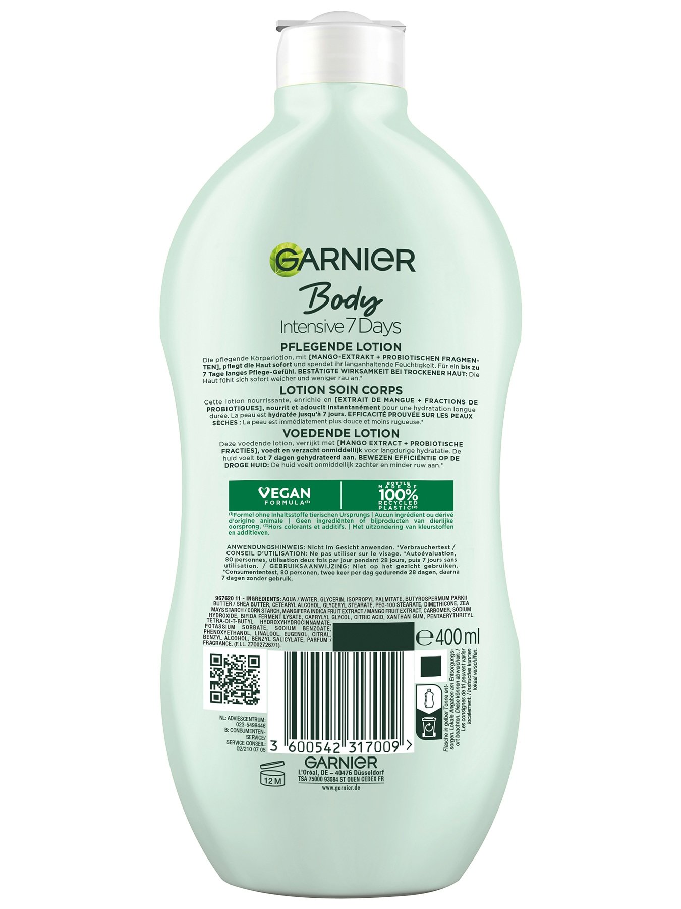 Garnier Body pflegende Lotion - Produkt Rückansicht